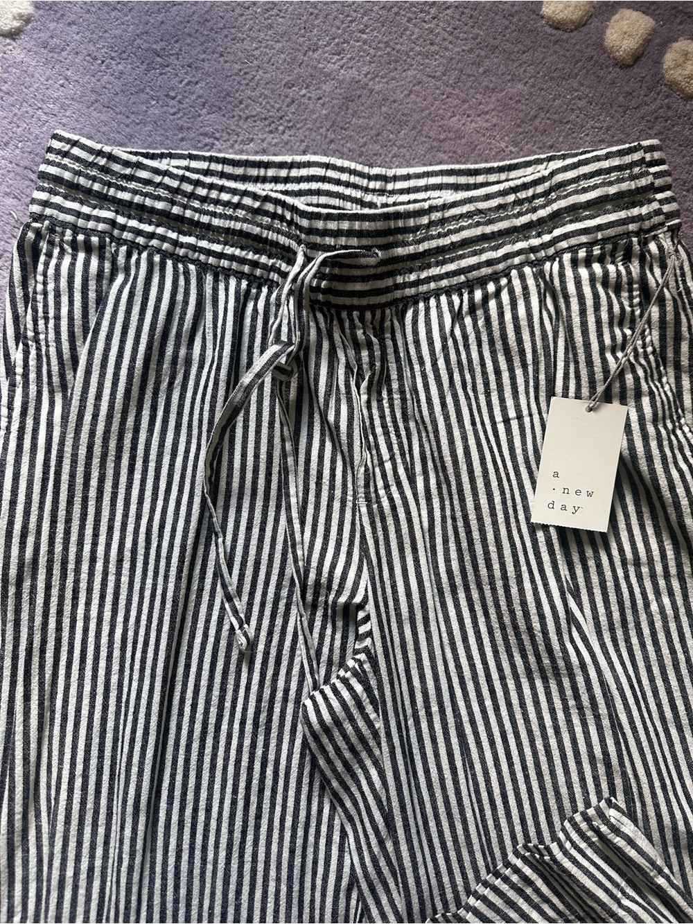 a new day Black & White Striped Elastic Waist Pants - Picture 2 of 6